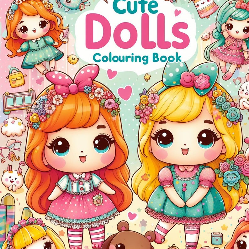 Cute Dolls Colouring Book Pdf Instant Download Colouring Pictures - Etsy