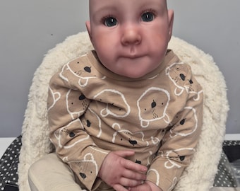 Reborn toddler baby boy doll, vinyl, art doll handpainted with heatset paints magnetic dummy Doodle bug kit hyper realistic