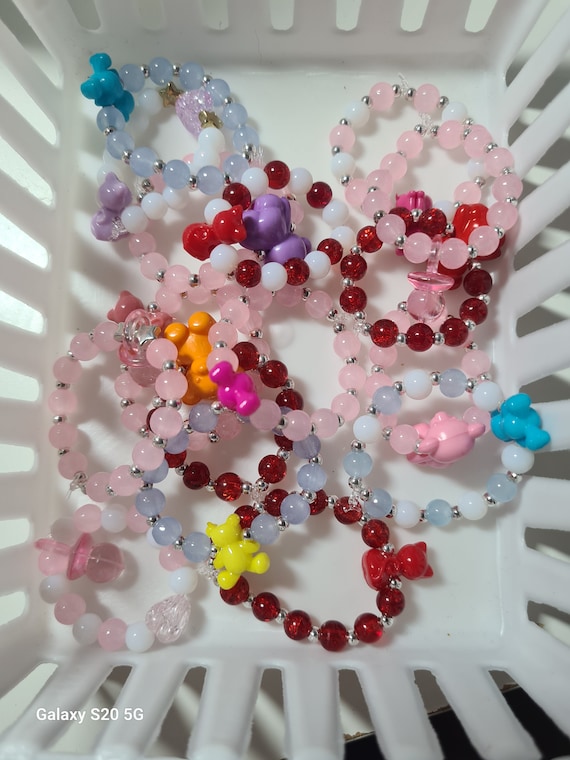 Handmade reborn dolls bracelets with charms, reborns glass beads, doll jewellery