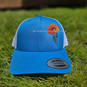 Embroidered California Poppy Hat
