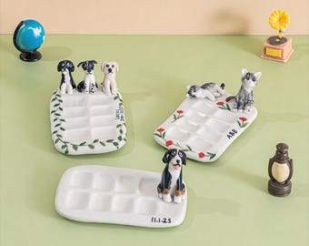 Benutzerdefinierte Keramikfarbpalette Personalisierte Haustierpalette Handgemachtes Künstlergeschenk für Maler-Hundemutter-Katzenliebhaber-Geschenk