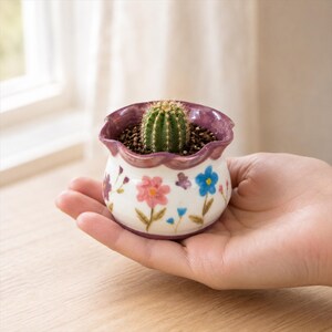 Handmade Mini Ceramic Planter, Small Succulent, Cute Cactus Pot, Desktop Plant Decor, Gift for Plant Lovers, Housewarming Gift,New Home Gift