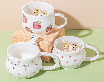 Personalisierte Haustiertasse, handgemachte Haustierkeramiktasse, benutzerdefinierte Katzen- und Hundekaffeetasse, versteckte Tierkaffeetasse, Geschenk für Besitzer, Weihnachtsgeschenke
