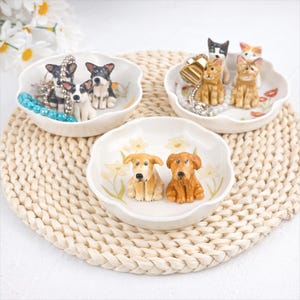 Personalisierte Haustier Ring Schale, benutzerdefinierte Haustier Portrait Tablett, handgemachte Schmuckhalter, Hund Katze Liebhaber Geschenk, Welpen Besitzer Geschenk, Hochzeit Brautjungfer Geschenk Bild 5