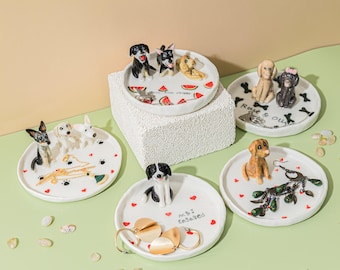 Custom Pet Jewelry Dish, Personalized Pet Portrait Tray,Handmade Ceramic Ring Dish,Pet Memorial Gift, Dog Cat Keepsake Gift,Mothers day gift