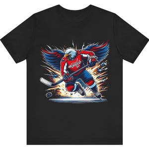 Washington Capitals Hockey Team - Slapshot Goes to the Goal - Graphic Sport Capitals Fan Black T-Shirt