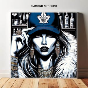 Go Leafs Go! Toronto Girl Ready to Fan - NHL Pop Art - Print on the Paper, Canvas or Tshirt - Pictures for Living Room, Bedroom, Dining room