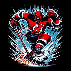 PNG JPG di alta qualità - Grafica di hockey americana New Jersey - Devils - Download digitale di sport - Immagine sportiva - Design divertente non ufficiale