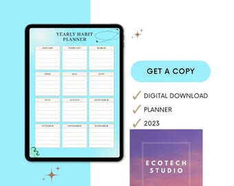 Yearly Habit Planner for Entire Year, Handmade Designed Compatible with Windows - Business Planner Templates