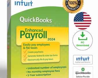 QuickBooks Enhanced Payroll 2024- US Version- 1 YEAR Activation- official activation - up to 100 employees