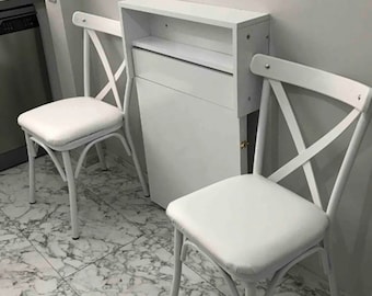 Mesa de cocina inteligente plegable montada en la pared, mesa práctica que ahorra espacio, mesa Murphy, mesa de comedor plegable con estantes, mesa de estudio de madera