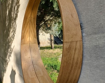 Natural Wooden Wall Mirror, Bathroom Mirror, Entree Mirror