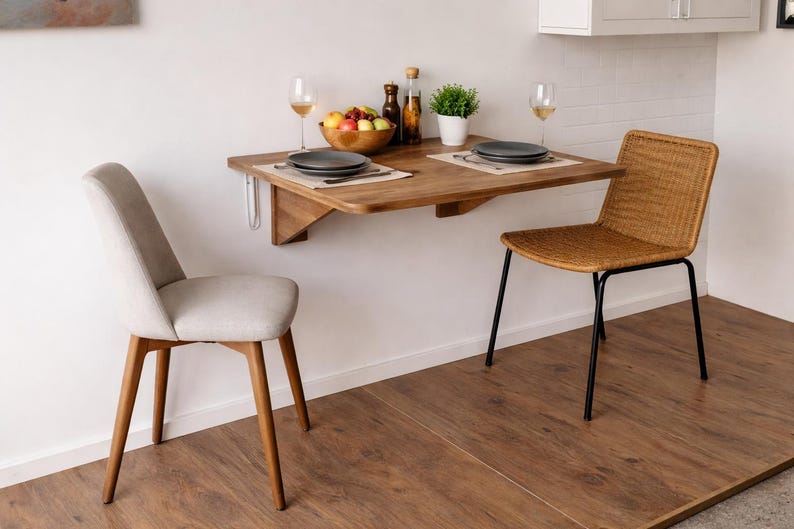 Folding Murphy Table With Wall Mounted Shelf, Folding Kitchen Table ...