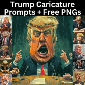 Trump Caricature Images & Midjourney Prompts