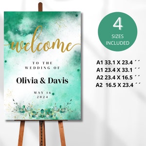 emerald wedding welcome sign, emerald green and gold banner, bride to be banner, wedding custom decor, forest green ceremony sign, KESSIE