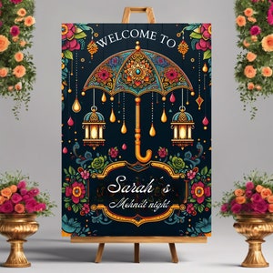 Mehndi welcome signs as Mehndi decor, Mehndi posters & Mehendi Welcome Sign, Mehndi sign as Mehendi signs, indian welcome sign, sangeet sign