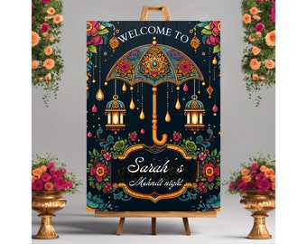 Mehndi welcome signs as Mehndi decor, Mehndi posters & Mehendi Welcome Sign, Mehndi sign as Mehendi signs, indian welcome sign, sangeet sign