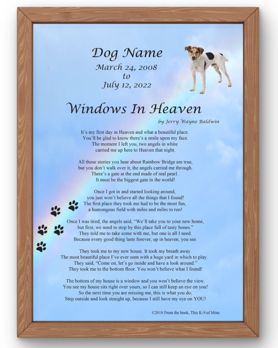 Memorial Gift Pet Memorial Poem Dog Memorial Keepsake Poem Personalized Pet Memorial Sympathy ...