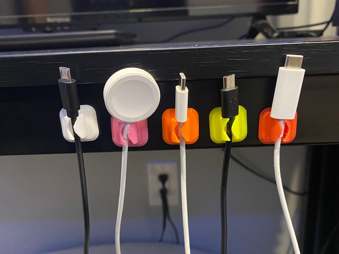 3D Printed Cord Organizer Pack of 5 Stick on Adhesive Cable Holder ...