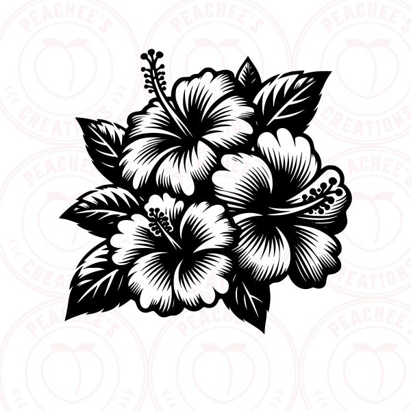 Hibiscus SVG, Floral, Flowers SVG PNG Digital Download