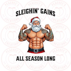 Muscle Santa, Trending Christmas Png, Funny Santa Png, Workout Png, Workout Shirt Png, Swole Santa, Weightlifting Png, Christmas, Santa Gym