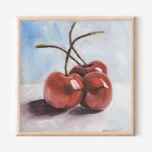 Printable Cherries Cherry Fruit Food Still Life Oil Painting Digital Download Wall Art
