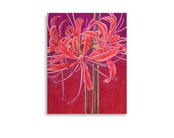 Red Spider Lily Art Print: Watercolor Botanical Illustration, Floral Poster