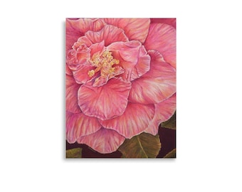 Camellia Floral Art Print: Pink Watercolor Blossom, Spring Poster, Alabama State Flower