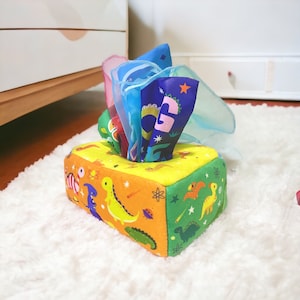 Baby Tissue Box Toy | Montessori Toys | Tissue Box Toy for Babies 6-12 months | Infant and Toddler Sensory Toys | Great Baby Shower Gift |