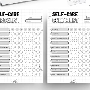 Self Care Checklist, Self-Care Planner, Selfcare Journal Tracker, Wellness Planner Printable, Daily Wellbeing, Mindfulness Mental Health Kit