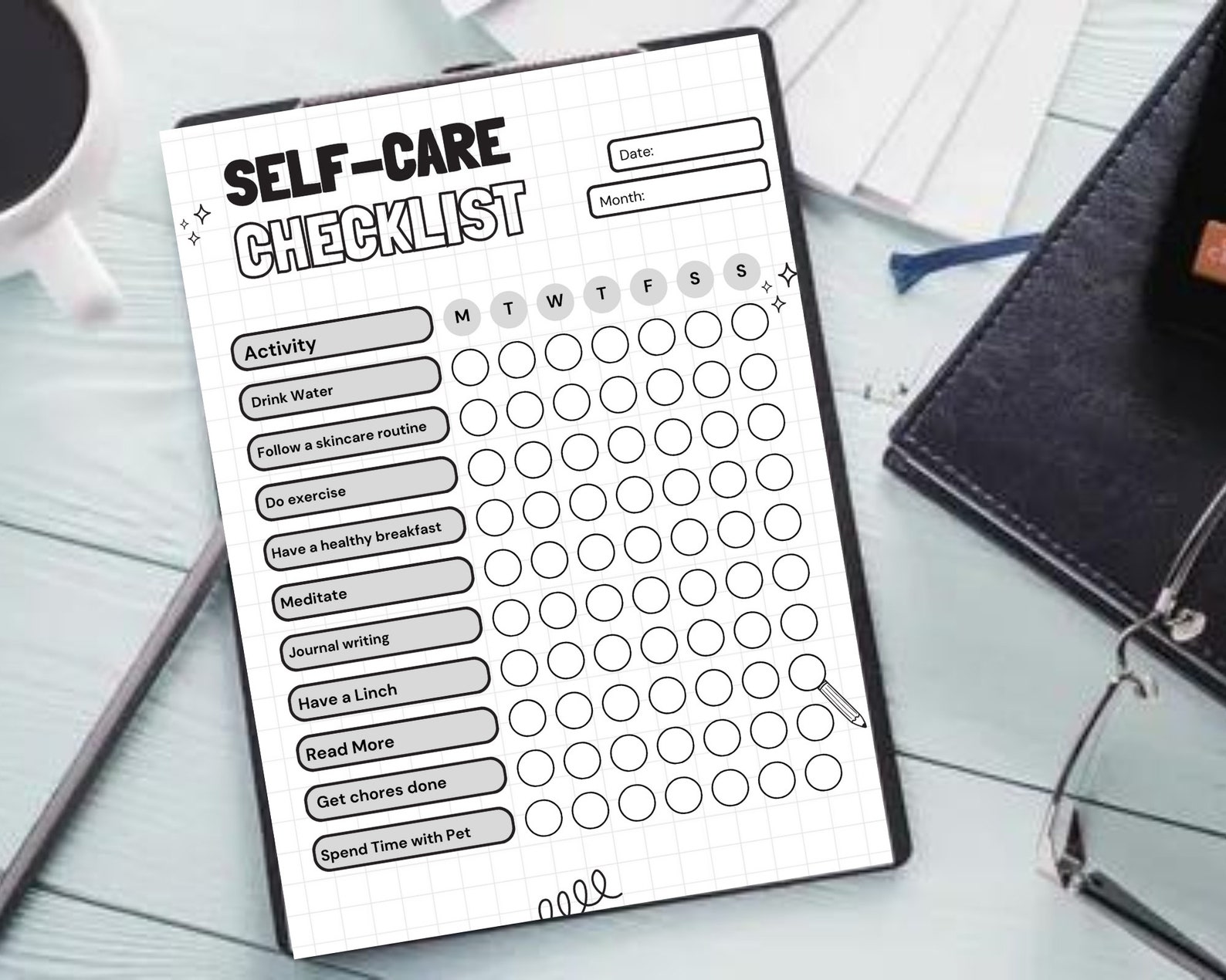 Self Care Checklist, Self-care Planner, Selfcare Journal Tracker ...
