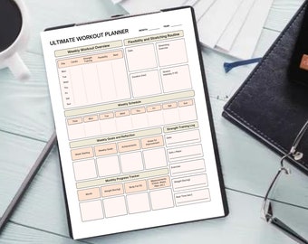 Workout Tracker Printable, Daily Exercise Log, Fitness Journal, Workout Planner, Fitness Planner, Instant Download, Daily Workout Planner.