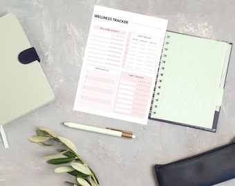 Hälsojournal, digital självvårdsdagbok, mindfulnessjournal, aktivitetsmätare, utskrivbar planerare, hälsoplanerare, hälsospårare.