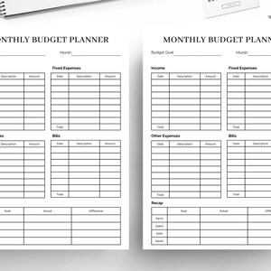 Monthly Budget Planner Printable, Financial Journal, Monthly Budget Sheet PDF, Personal Budget Worksheet, Expense & Income Tracker, Budget.