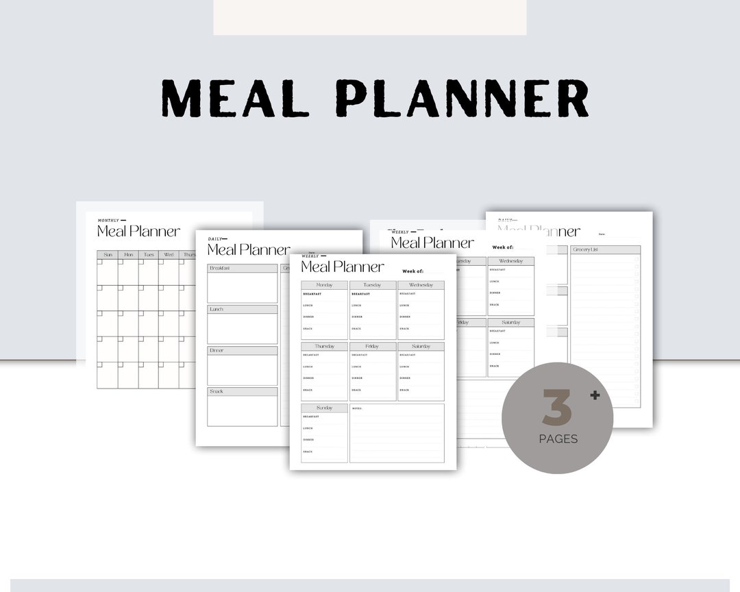 Weekly Meal Planner and Grocery List, Meal Planner Digital Template ...