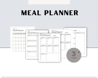 Weekly Meal Planner and Grocery List, Meal Planner Digital Template, Automated Shopping List, Food Prep, Printable Digital Meal Planner.