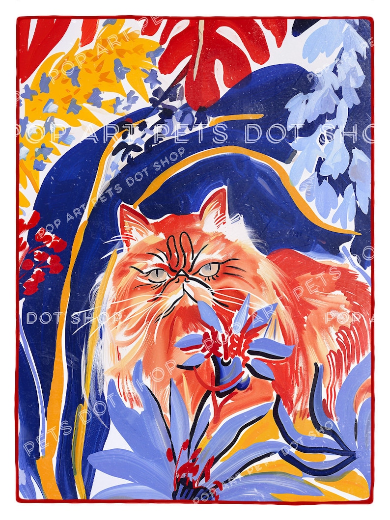 INSTANT DOWNLOAD: Printable Fauvist Orange Persian Cat Portrait ...