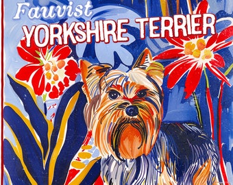 DOWNLOAD INSTANTÂNEO: Retrato fauvista de Yorkshire Terrier para impressão - Arte delicada de retrato de cachorro expressionista