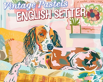 INSTANT DOWNLOAD: Printable Vintage Pastel English Setter Portrait - Serene Expressionist Dog Portrait Art