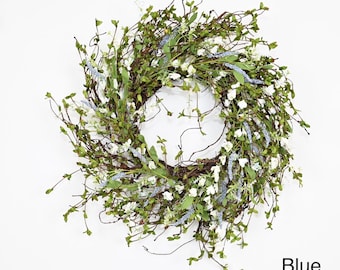 26" Wildflower Twig Wreath, Farmhouse Spring Summer Door Decor