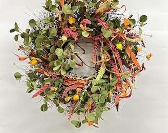 "Handgemachter Herbst-Herbstkranz: ""Eukalyptus & Orangenblüten"""