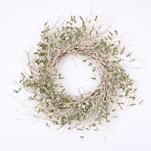 Minimalist Eucalyptus and Twig Wreath – Natural Rustic Decor for All Seasons 28-30inch