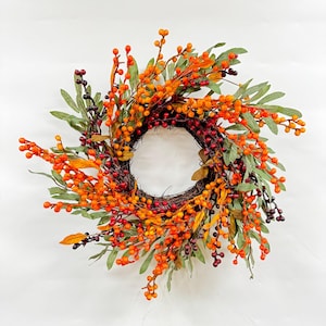 Autumn Berry Harvest Wreath | Handcrafted Fall Decor | Fall Front Door Decor | Handmade Seasonal Wreath | GIFT 18” Wreath