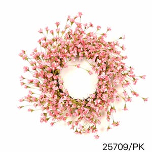 May include: A circular wreath of small, pale pink flowers and green stems, set against a white backdrop. The text "25709/PK" is visible in the bottom right corner.