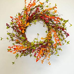 Rustic Autumn Woodland Wreath | Autumn Berry Harvest Wreath | Handcrafted Fall Decor | Fall Front Door Decor | Handmade Seasonal Wreath |20”
