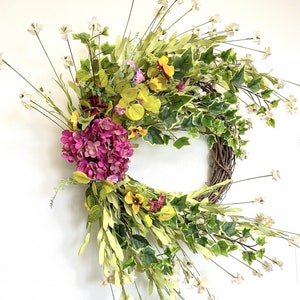 Spring wreath Every day Wreath Eucalyptus Hydrangea front door wreath GIFT 26” wreath