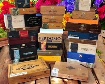Lot of 5 Empty Wood Cigar Boxes