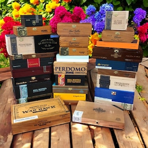 Lot of 15 Empty Wood Cigar Boxes