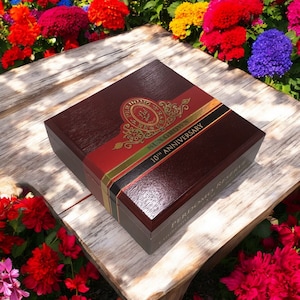 Perdomo 10th Anniversary Sun Grown Churchill Empty Wooden Cigar Box 8x8x3