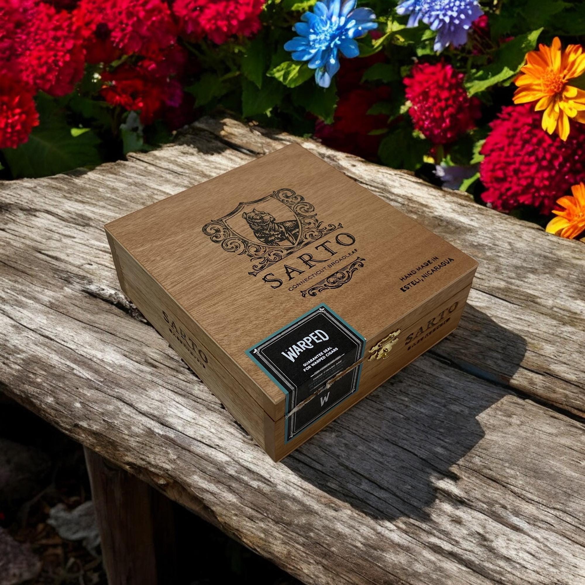 Warped Cigars Sarto Robusto Empty Wooden Cigar Box 6.5x7x2.5